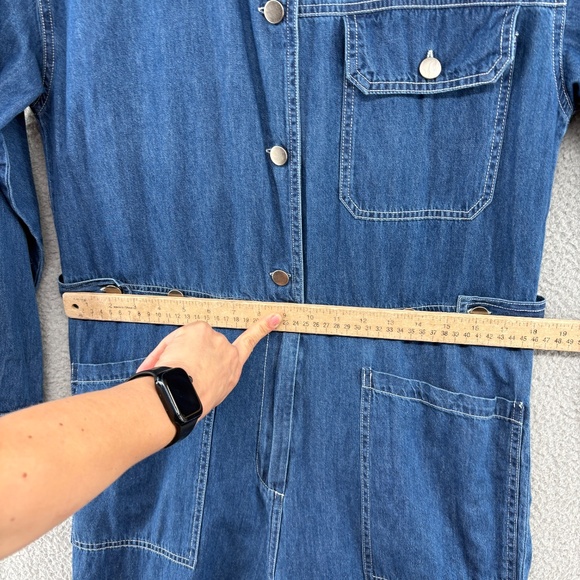 Mare Mare for Anthropologie Aya Denim Utility Jumpsuit Blue 100% Cotton small - Picture 6 of 16